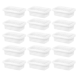 4L Litre Small Plastic Wham Storage Boxes With Lids Crystal Clear Storage Box With Clip Locked Lid BPA Free Containers Storage Organisers For Crafts Stationery Kitchen (32 x 20 x 10cm) (15)