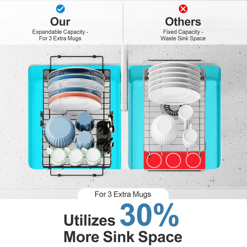 iSPECLE Expandable in Sink Dish Drying Rack - Adjustable Capacity