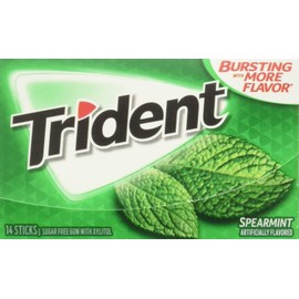 Trident Spearmint Flavor Bubble Gum 14 Sticks (Netcount 15 Pack), 15 Count (Pack of 1)