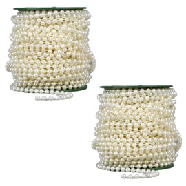 2 rollos de guirnalda de abalorio de Navidad de 25 metros de longitud, cadena de abalorio de perlas sintéticas, guirnalda de árbol de Navidad, decoración para árbol de Navidad, día festivo, boda,