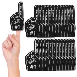 APLZGMG 24 Pcs Mini Foam Finger #1, Sport Fan Foam Finger, We're #1 Fan Foam Finger, Sports Themed Birthday Party Supplies Custom Foam Hand Fingers Cheerleader Gifts for Sports Events (Black)