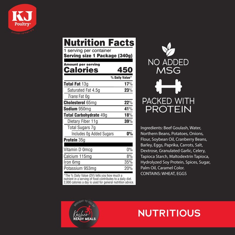 KJ Poultry Kosher Ready Meals - Beef Chulent & Kugel,