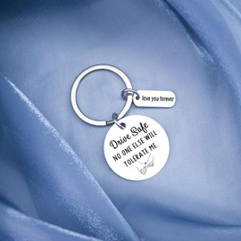 LKBVUG 2025 Father's Day Drive Safe Keychain for Him Boyfriend Husband Gifts Drive Safe Keychain No One Else Will Tolerate Me Sweetest Valentine's Day Long Distance I Love You Gifts for Him
