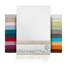 Beautex Cotton Fitted Sheet, Premium Jersey Fabric, 160 g/m², Choice of Size and Colour (Box Spring, 90 x 200 x 45 cm, White)