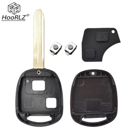 HooRLZ Toyota Key Fob Cover Replacement For Toyota Yaris Corolla Avensis RAV4 Celica Camry Echo Prado Remote Car Key Case Shell, 2 Button Toyota Key Fob Repair Kit - With Rubber Pad & Blade