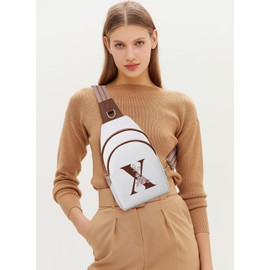 Initial Women Crossbody Bag Sling Shoulder Cross Body Purse Fanny Pack Side Small Leather Belt Travel Backpack Mom Her Daughter Mother Sister Girlfriend Best Friend Christmas Xmas Unique Birthday Gift