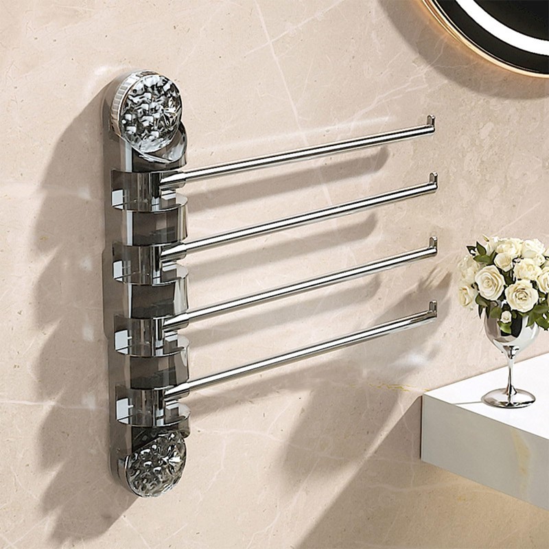 Meiliyizu Towel Rack with Suction Cup, 2 Rails, Silver, Stainless