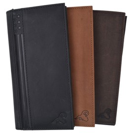 CAZORO USA Stars Stripes Genuine Leather Checkbook Cover For Men & Women Checkbook Holder Wallet RFID Blocking (Black)