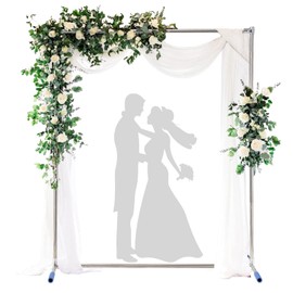 Wedding Arch Backdrop Stand,7x6 FT Metal Arch Backdrop Stand for Ceremony Square Stainless Steel Arched Frame Decoration for Wedding,Birthday,Party,Anniversary,Baby Shower,Garden Decorations