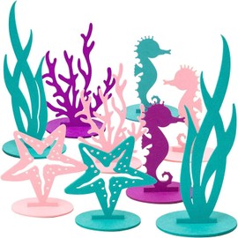 20Pcs/Pack Mermaid Birthday Decorations Felt Table Centerpiece,Under The Sea Party Decorations Supplies for Ocean Theme, Little Mermaid Birthday Party Baby Shower