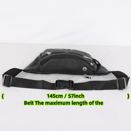 leather Fanny pack, Outdoor travel waist Pack Cowhide Leather Large Size 6 Pockets waist bag.Suitable for outdoor mountaineering, travel, camping, cycling, running, etc.（black-C）