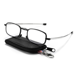 HAITCONGR Portable and Foldable Square-Frame Blue Light Blocking Reading Glasses for Women Red R1104 (Black, 2.5, x)