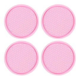 sourcing map 4pcs Car Cup Coasters Universal PVC Car Cup Mats Non-Slip Cup Holder Insert Coasters Car Interior Accessories, Pink