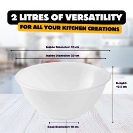 Homeshopa Plastic Mixing Bowl, 2 Litre 4 Pk Reusable Kitchen Cooking Serving Bowl, Non Slip Base, Compact & Stackable, Popcorn Salad Bowl for Food Prep Baking, Dishwasher Safe, 20cm Clear