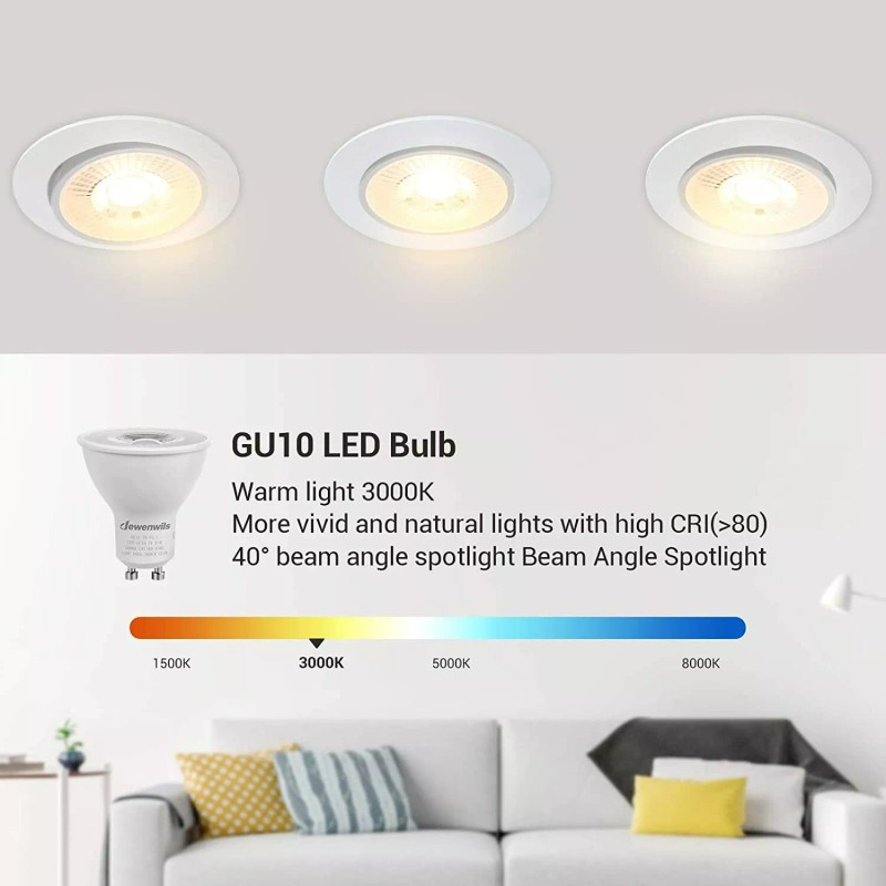 DEWENWILS GU10 LED Dimmable Bulb 3000K Warm White Track Lighting