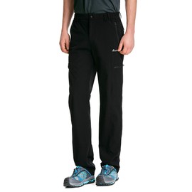 clothin Men's Elastic-Waist Travel Pant Stretchy Lightweight Pant Multi-Pockets Quick Dry Breathable(Black 3XL-30)