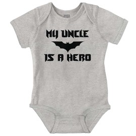 Brisco Brands My Uncle is a Hero Superhero Bat Baby Romper Boys or Girls