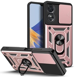 Ezydigitals Case for Oppo A18 4G CamShield Lens Protection Ring Case Kickstand Cover - Rose Gold
