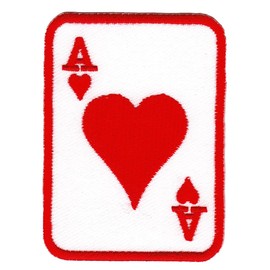 Card Ace Heart Patch for Iron-On or Sew On Clothes Embroidered Iron-On Patch Appliqué Poker Patch Size 5.5 x 7.5 cm