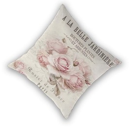 Decorative Throw Pillow Cover French Shabby Chic Comfortable Square Cushion Cover for Bench Couch Sofa Bedroom Car, Set of 2, 18 x 18 Inch