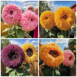 600+ Mixed Sunflower Seeds for Planting - Rare Giant Teddy Bear Sunflower Seeds Non-GMO Heirloom Perennial Flower for Garden Outdoor Attracts Pollinators