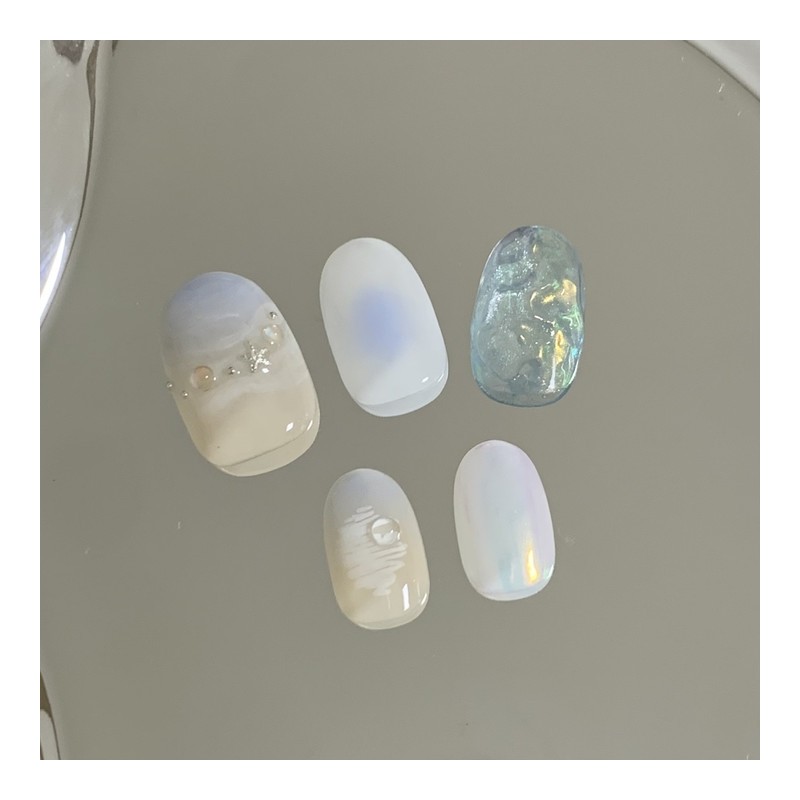 [Handmade Nail Tips] Sea of ​​Dreams Nail Tips - Short