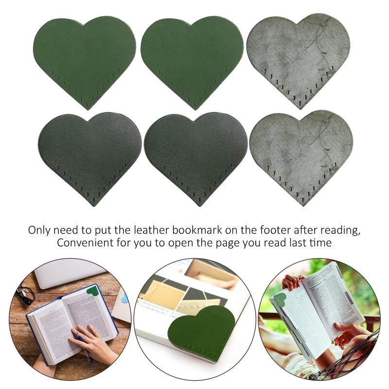 3 Set Page Corner HandMade HeartShaped Leather Bookmark Making Fabric