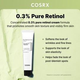 COSRX Retinol 0.3% Cream, 0.67 Oz, Anti-aging Eye & Neck Cream with Retinoid Treatment to Firm Skin, Reduce Wrinkles, Fine Lines, Signs of Aging, Gentle Daily Korean Skin Care