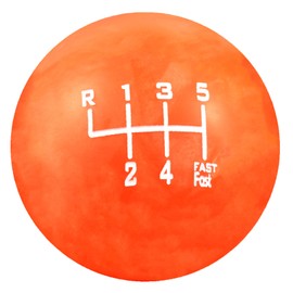 Lunsom 6 Speed Shifter Knob, Resin Round Stick Grip Handle Head Fit for Manual Car Vehicles with 3 Adapters,Orange,Upper Left R