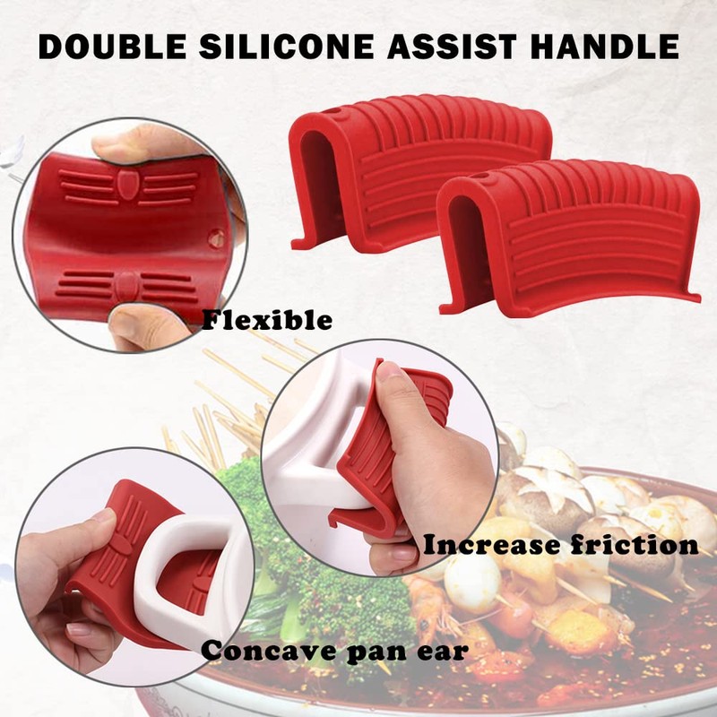 2 Pairs Silicone Pot Handle Holders,Hot Skillet Handle Covers,Anti-Slip Silicone