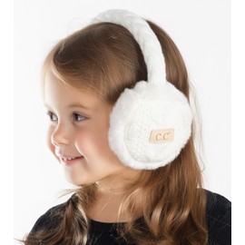 Funky Junque Kids Adjustable Earmuffs - Cable Knit - Ivory