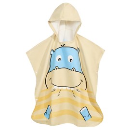Maddy's Home Kids Hooded Beach Towel - Super Soft Absorbent Cotton Poncho for Boys & Girls, Bath Pool & Beach Use,Toddler to Teen (3-12 Years) (Hippo)