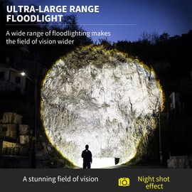 Ciwuzxs DT009 LED Flashlight Rechargeable, 1500 High Lumens Flash Light, Tactical Flashlight IP68 Waterproof with 5 Mode, EDC Handheld Flashlight for Hiking, Camping, Emergency(Battery Included)