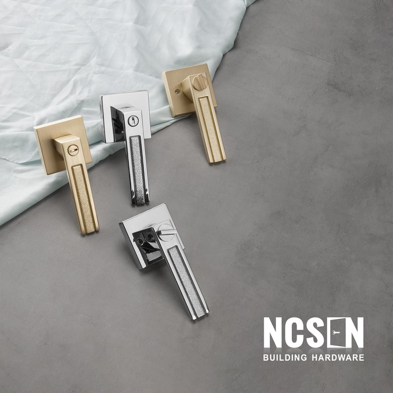 NCSEN 6 Pack Gold Privacy Door Handles, Interior Door Knobs