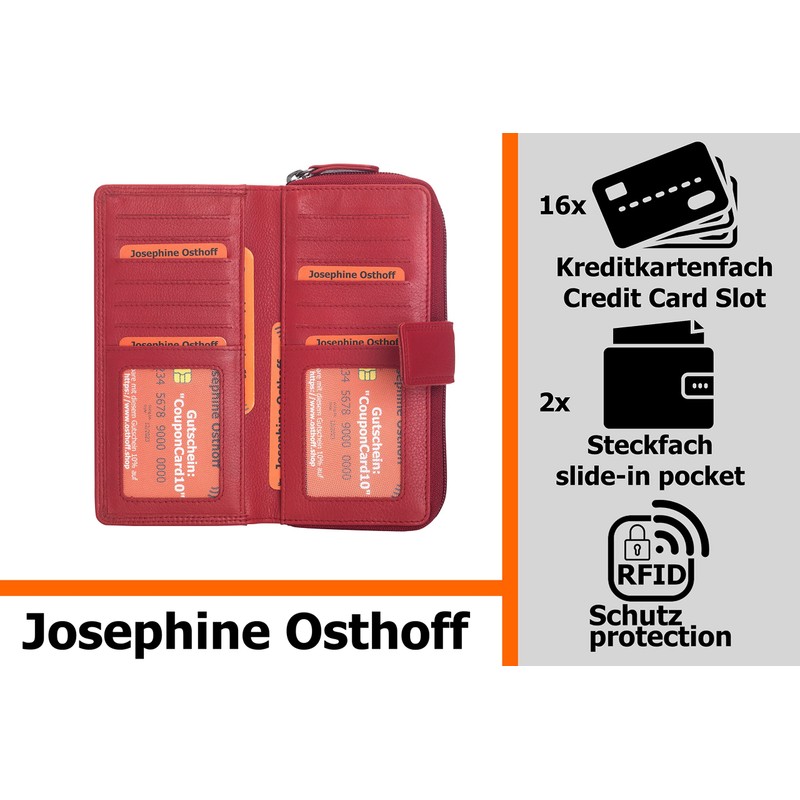 Josephine Osthoff Bremen Compact Genuine Leather Wallet with RFID Protection,