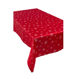 Diana Cowpe CHRISTMAS STAR TABLECLOTH *Red & Silver* TRADITIONAL XMAS DINING DINNER BANQUET | Many Sizes | (180cm x 275cm Rectangular)