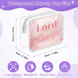 Sazuwu Christian Gifts for Women Birthday Nehemiah 8:10 Clear Makeup Bag Cosmetic Organizer Inspirational Gifts for Women Friends Religious Christmas Bible Verses Gifts for Church Members
