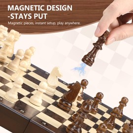 Peradix Magnetic Wooden Chess Set for Kids & Adults, Age 6+ | 30x30cm Folding Chess Board with 2 Extra Queens | Educational Strategy Game for Travel & Storage