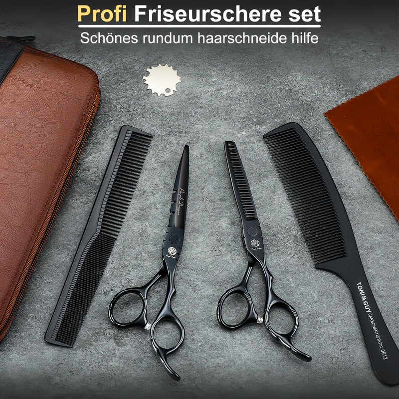 Purple Dragon Hairdressing Scissors Set 6" Black Hair Cutting Scissor