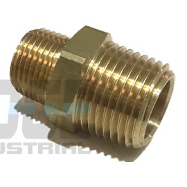 EDGE INDUSTRIAL Brass REDUCING HEX Nipple 1/2" x 3/8" Male NPT MNPT Fuel/AIR/Water/Oil/Gas WOG (Qty 01)