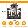Monaxon Rustic Semi-Flush Ceiling Light, 9.1" Black Metal Fixture with