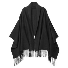 CLELLA Women's Cashmere Scarf with Tassels Soft Large Blanket Scarf Reusable, black