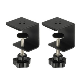 PATIKIL C Clamps, Pack of 2 Heavy Duty Metal Black Desk Clamps, Adjustable Mounting Table Clamp with Protective Pads for Attaching Acrylic Glass, Plastic, Wood, Black
