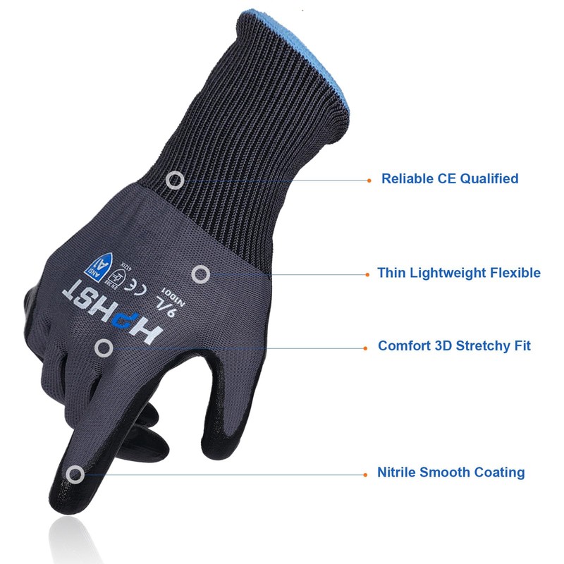 [HPHST] Safety Work Gloves, Nitrile Coated Work Gloves with 12