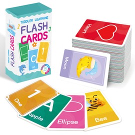 Boloshine Flash Cards for Toddlers Age 2-4, 58pcs Preschool Alphabet Flashcards with Letters Colors Shapes Numbers Animals Fruits, Learning Activities Educational Game Toys for Baby Kids