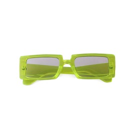 Laurinny Rectangular Sunglasses for Men and Women, 90s Fashion, Wide Square Frame, Retro Chunky Sunglasses, Light Green/Grey