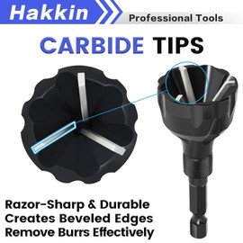 5Pcs Tungsten Carbide Chamfering Drill Bit for 1/8”-3/4”(3mm-20mm), Deburring External Chamfer Tool for Metal, Remove Burr Tools Quick Release Hex Shank, Repairing Damaged Screws, Bolts and Fasteners