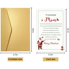 Obbyidk Poem Christmas Card for Mom, Mother Xmas Card from Son Daughter, Merry Christmas to My Amazing Mom Card, I Love You with All My Heart