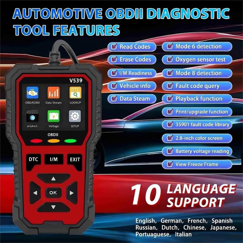 RODEDIO Upgraded Version of V519, V539 OBD2 Scanner, USB Powered
