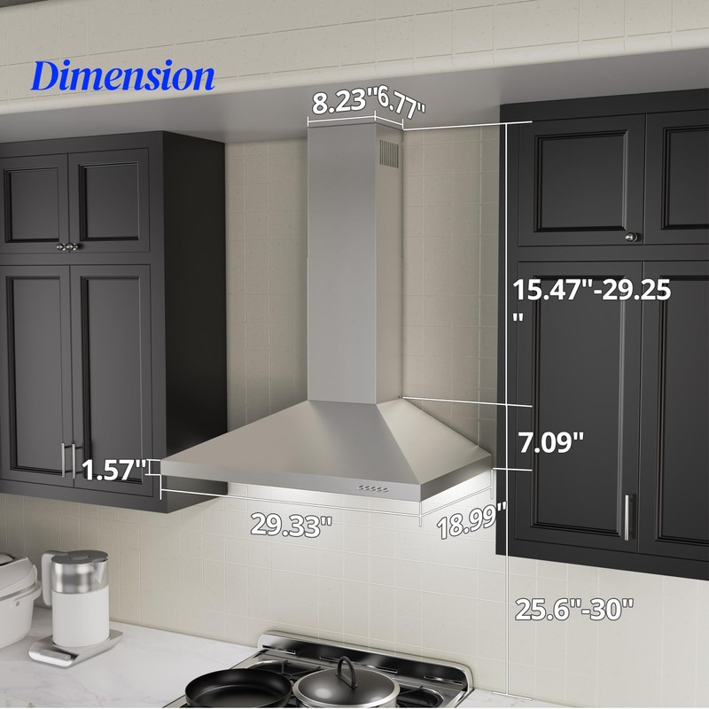 FIREGAS Range Hood 30 inch, Wall Mount Range Hood with